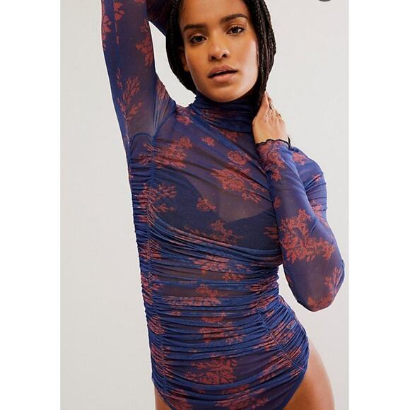 Free People Intimately Free Under it All Printed Mesh Bodysuit M - Picture 1 of 8